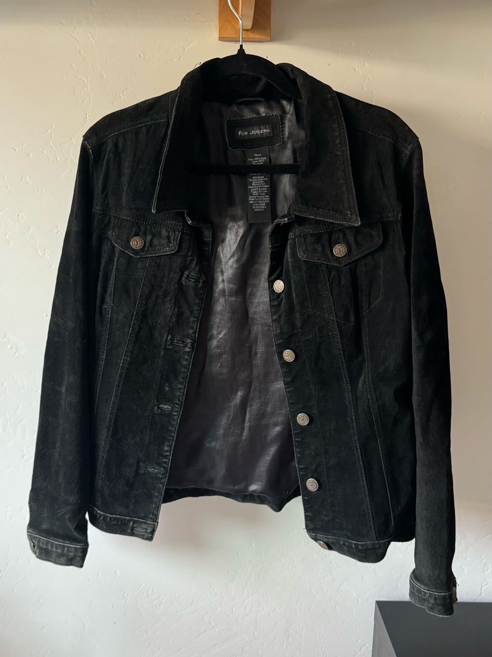 For Joseph Black Suede Button Shirt Jacket